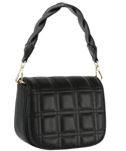 Fashion Quilted Flap Satchel Bag LE-0324 BLACK